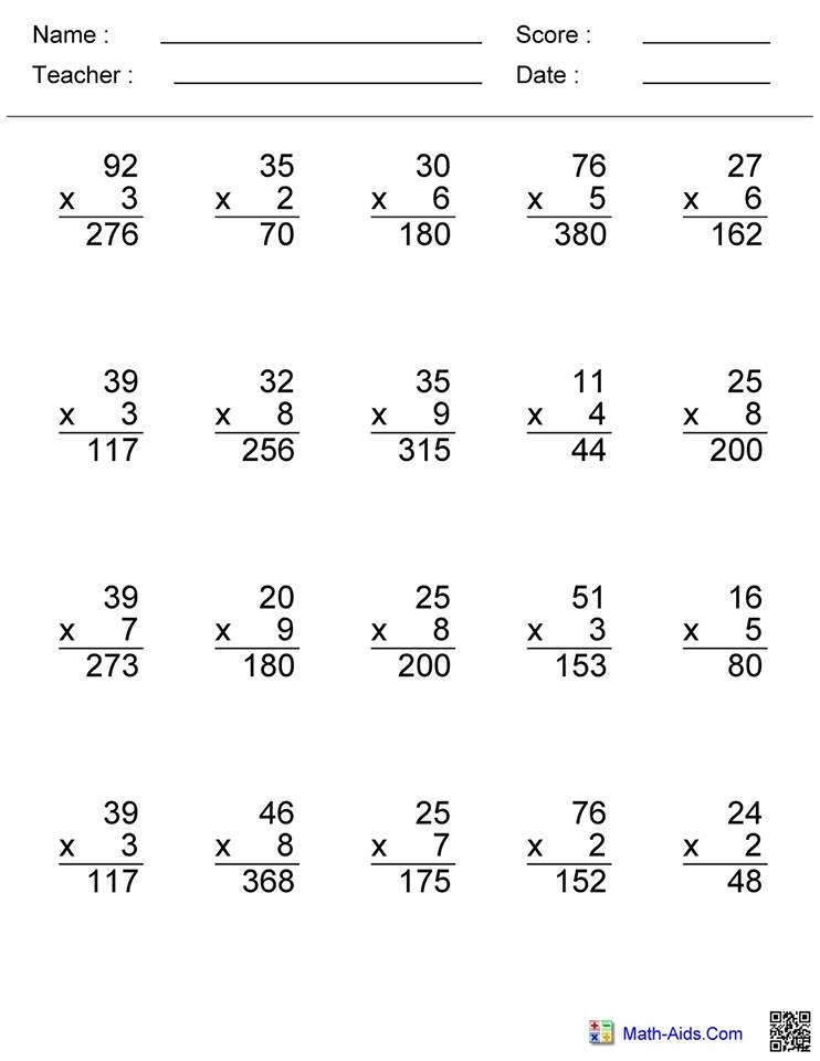 Double Digit Multiplication Worksheet 3 answers – Hoeden Homeschool Support